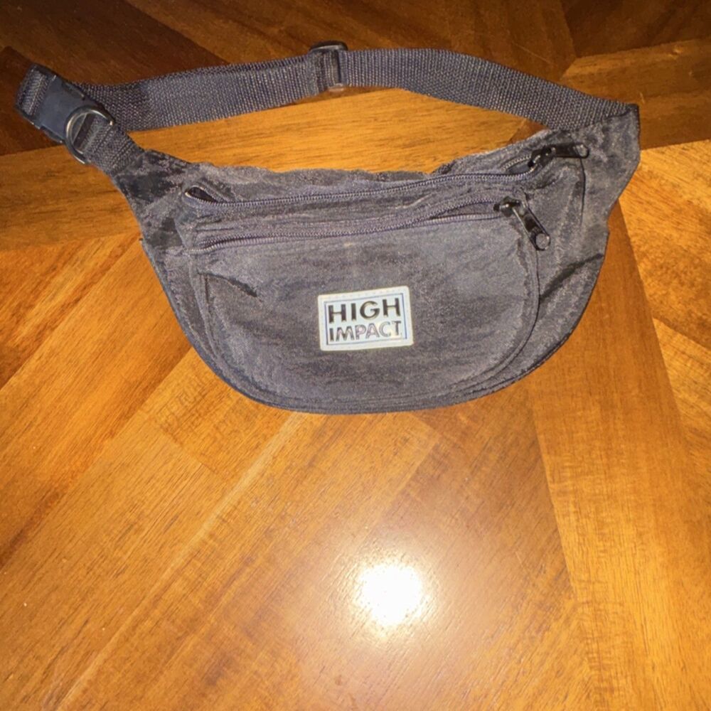 HIGH IMPACT Black Hiking Waist Pack Zip Adjustable Strap Fabric